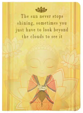 Gelbes Notizbuch - Kleiner Buddha - 11,25 x 15,6 x 1,3 cm – Bild 2