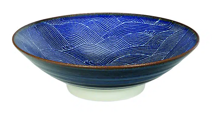 Dunkelblau / Weiße Schüssel - Seigaiha - 24,5 x 7,5 cm 1400 ml – Bild 2