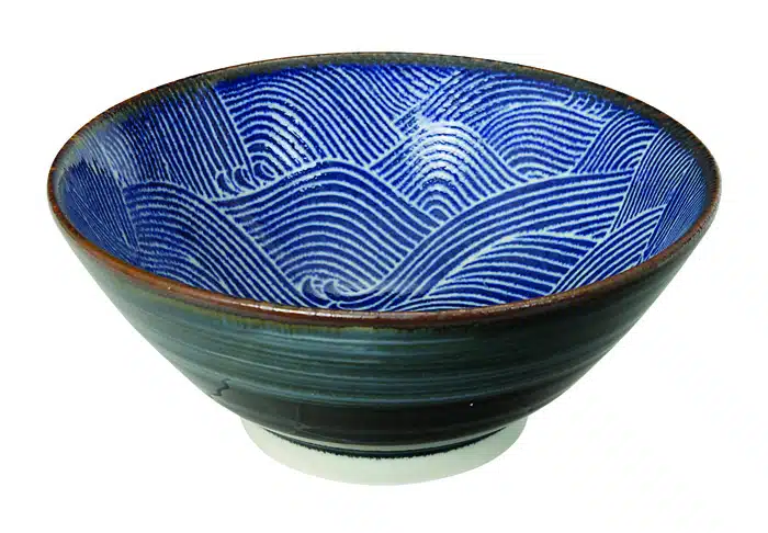 Dunkelblau / Weiße Schüssel - Seigaiha - 17,5 x 7,5 cm 800 ml – Bild 2