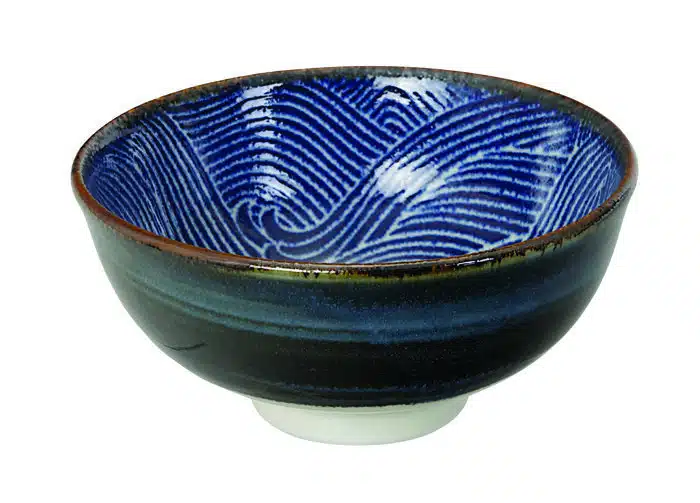 Dunkelblau / Weiße Schüssel - Seigaiha - 11,8 x 5,5 cm 300ml – Bild 2