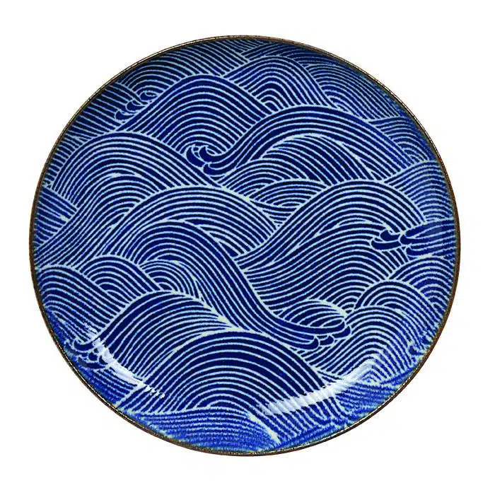 Dunkelblau / Weißer Teller - Seigaiha - 15,5 x 2,6 cm – Bild 2