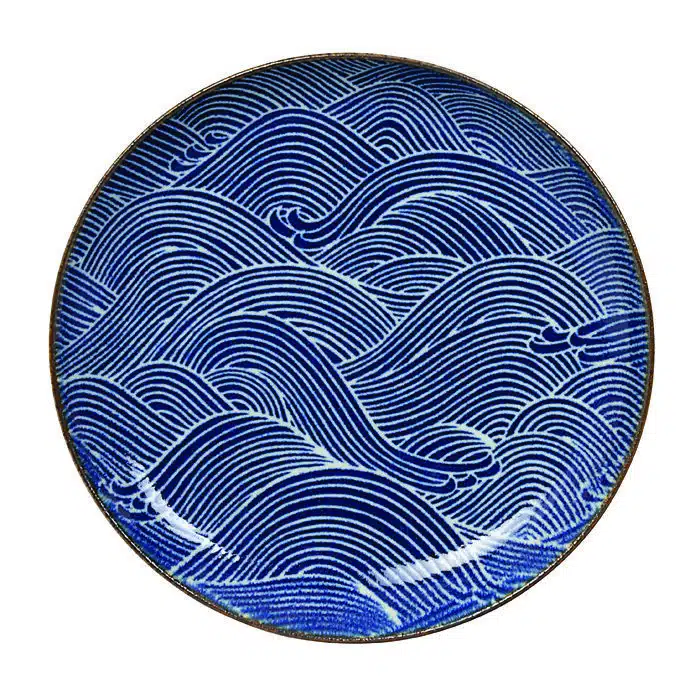 Dunkelblau / Weißer Teller - Seigaiha - 25 x 3 cm – Bild 2