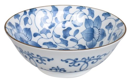 Tokyo Design Studio - Mixed Bowls - Blauw/Witte Kom - Klokjesbloem - 19.5 x 7.5cm 1000ml