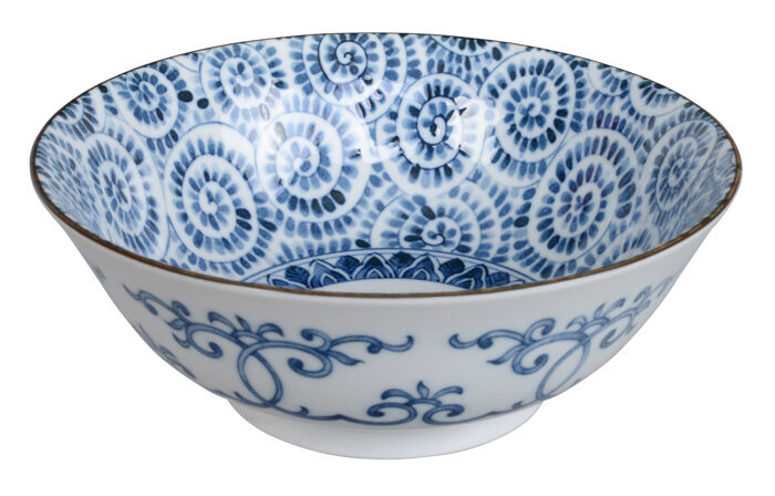 Tokyo Design Studio - Mixed Bowls - Blauw/Witte Kom - 19.5 x 7.5cm 1000ml