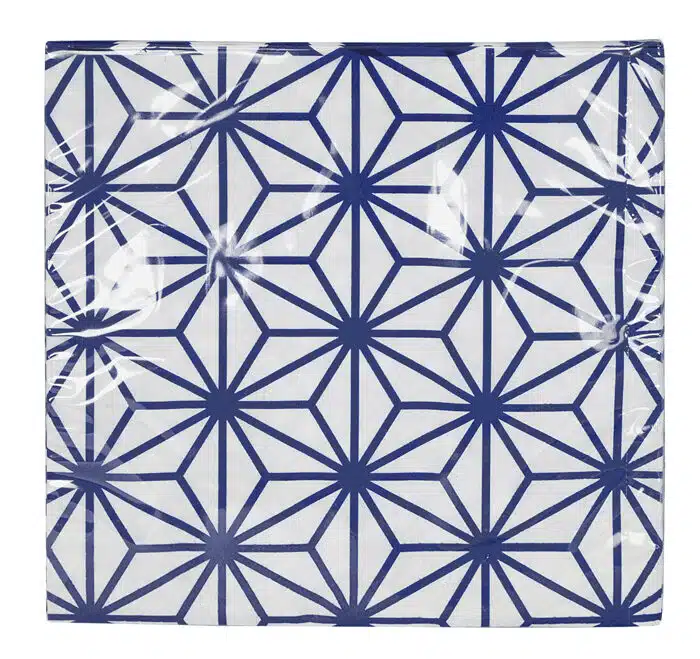 Blau / Weiße Servietten Stern / Wellen Figur - Nippon Blau - 20 Stück - 33 x 33cm – Bild 2