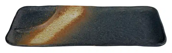 Schwarz / Orangener Rechteckiger Teller - Große Teller - 30,2 x 12 x 2,3 cm – Bild 2