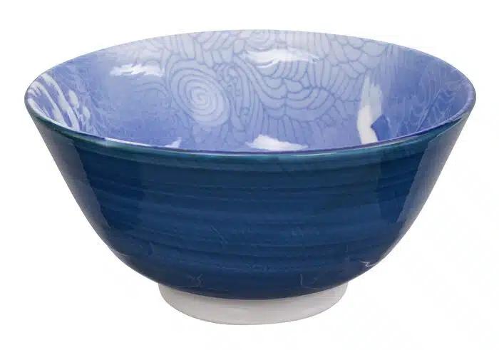 Blau / Weiße Schale mit Kranichfigur - Gemischte Schalen - 12,7 x 6,35 cm – Bild 2