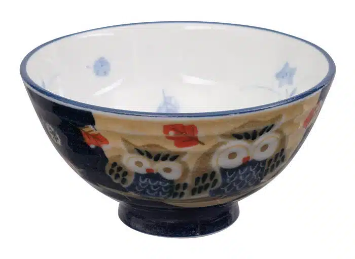 Blau / Weiße Schale mit Eulenfigur - Kawai - 11,5 x 6 cm 300ml – Bild 2