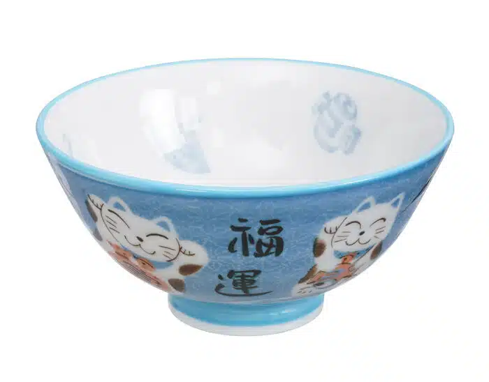 Blaue Schale mit Katzenfigur - Kawai - 11,2 x 6cm 250ml – Bild 2