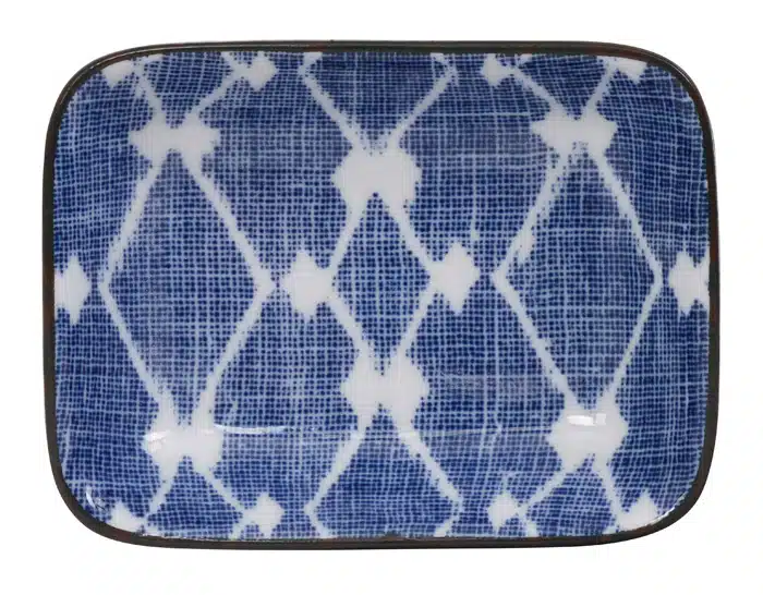 Tokyo Design Studio - Shibori - Blauw/Wit Rechthoekig Bord - 9.5 x 7cm