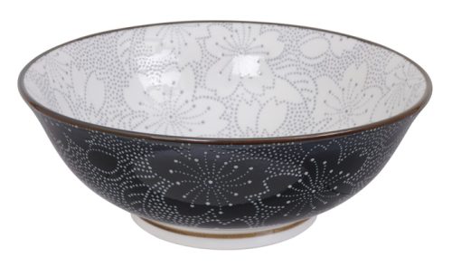 Tokyo Design Studio - Mixed Bowls - Zwart/Grijze Kom - Sakura - 19.7 x 7cm 1000ml