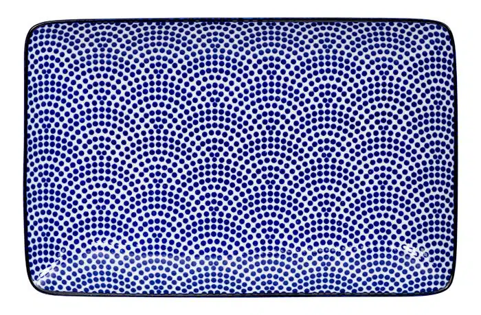 Blau / Weißer rechteckige Teller Punkte - Nippon Blau - 21 x 13,5 cm – Bild 2