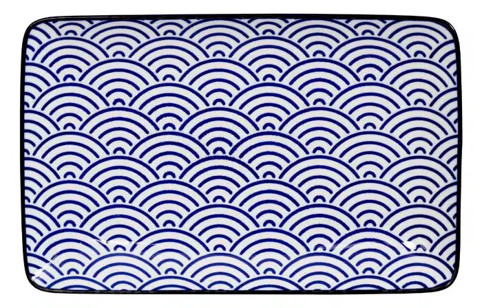 Blau / Weißer rechteckiger Teller Wellen - Nippon Blau - 21 x 13,5 cm – Bild 2