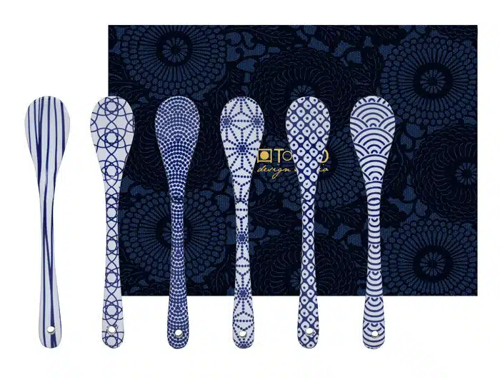 Blau / Weißes Löffelset - Nippon Blau - 6er Set - 13 cm – Bild 2