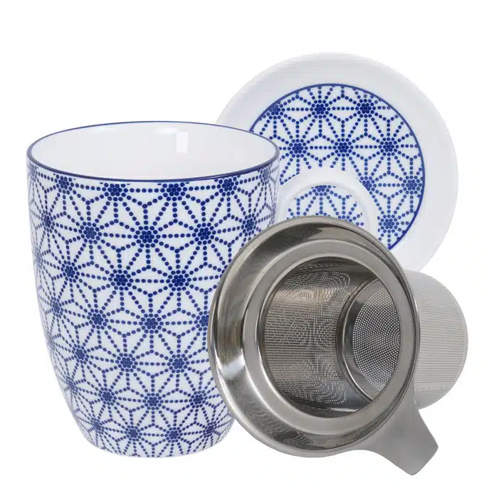 Blau / Weiß Becher-Set Sterne - Nippon Blau - 8,5 x 10,2 cm 380 ml – Bild 2