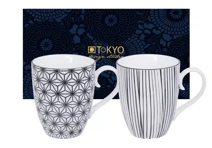 Schwarz / Weiß Becher-Set - Nippon Schwarz - Set mit 2 Stück - 8,5 x 10,2 cm 380ml – Bild 2