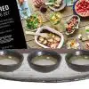 Goldenes handgefertigtes Tellerset - Set mit 4 Teilen - 33 x 13,5 x 2,8 cm & 8,3 x 3 cm – Bild 2