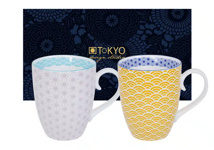 Gelb / Lila Becher-Set - Star Wave - Set mit 2 Stück - 8,5 x 10,2 cm 380 ml – Bild 2