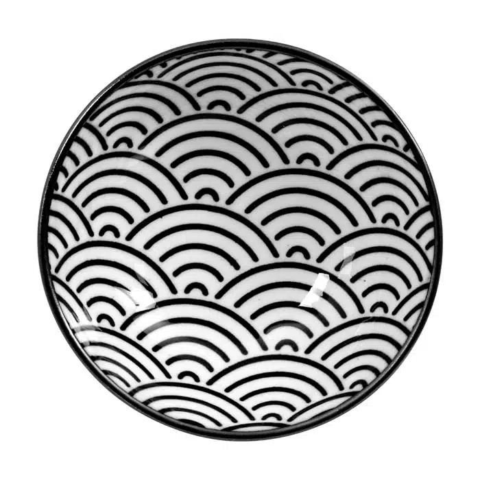 Schwarz / Weißer Teller Wellen - Nippon Schwarz - 9,5 x 3 cm – Bild 2