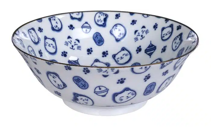 Blau / Weiße Schüssel - Glückskatze - 18,2 x 7,7 cm 1000 ml – Bild 2