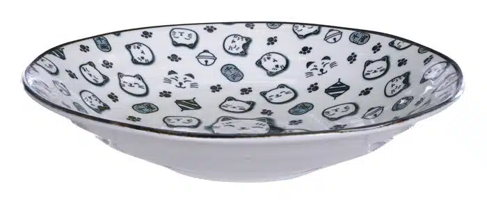 Schwarz / Weißer Teller - Glückskatze - 25,3 x 5 cm – Bild 2