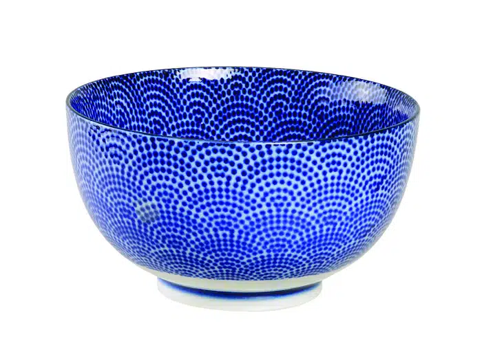 Blau / Weiße Schale mit Punkten - Nippon Blau - 13,2 x 7,4 cm 450 ml – Bild 2