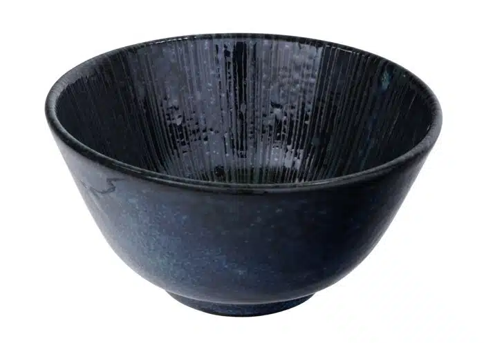 Tokyo Design Studio - Sky - Blauw/Zwarte Rijstkom - 12 x 6,4cm 350ml