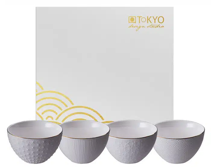Weiß / Goldenes Schüssel Set - Nippon Weiß - Set mit 4 Stück - 11,4 x 6 cm 350ml – Bild 2