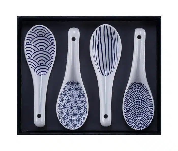 Blau / Weiß Löffelset - Nippon Blau - Set mit 4 Stück - 13,8 x 4,8 cm – Bild 2
