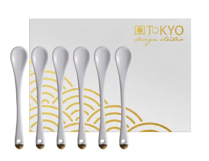 Weiß / Goldenes Löffel Set - Nippon Weiß - Set von 6 Stück – Bild 2