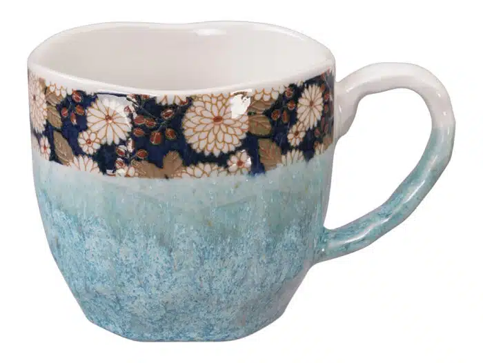 Blau / Weißer handgemachter Becher - 8,7 x 8 cm 300 ml – Bild 2