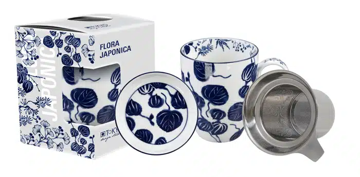 Blau / Weißes Becherset Efeu - Flora Japonica - 8,5 x 10,2 cm 380 ml – Bild 2