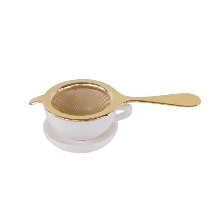 Goldenes Teesieb - 14,5 x 6,5 x 4 cm – Bild 2