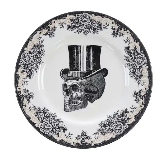 Schwarz / Weißer Teller - Schädel-Design - 28 x 2,3 cm – Bild 2