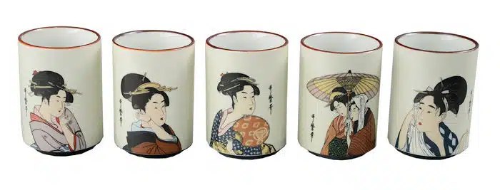 Weiß - Utamaro Tasse Set 5tlg. 7,5 x 10cm 300ml – Bild 2