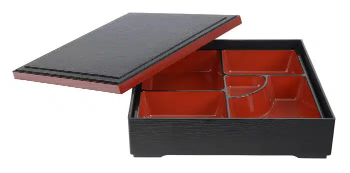 Schwarz / Rote Bento Box - Lackware - 25.5 x 25.5cm – Bild 2