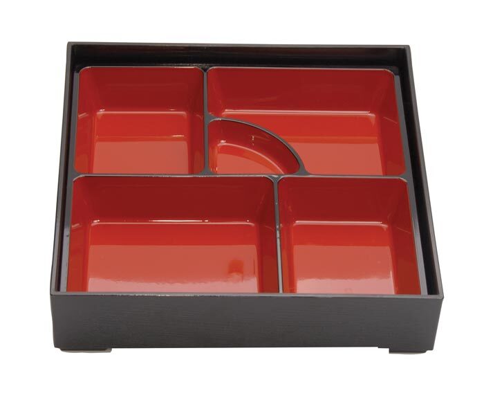 Schwarz / Rote Bento Box - 24 x 24 cm – Bild 2