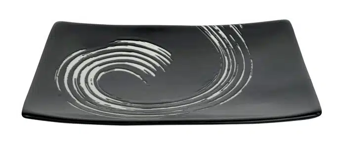 Schwarz / Weißer Teller - Black Maru - 20,5 x 14 cm – Bild 2
