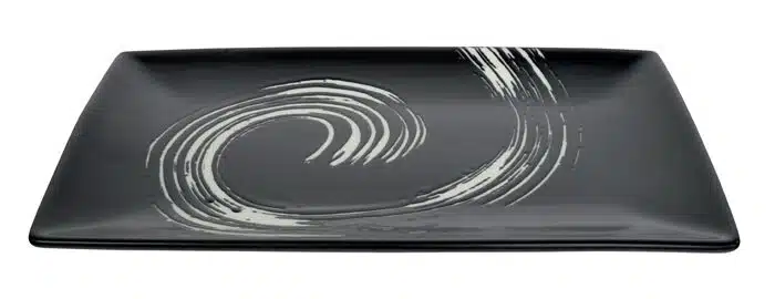 Schwarz / Weißer Teller - Black Maru - 27 x 16,5 cm – Bild 2