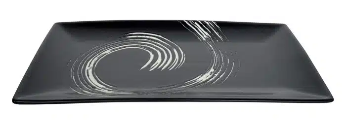 Schwarz / Weißer Teller - Black Maru - 34 x 19 cm – Bild 2