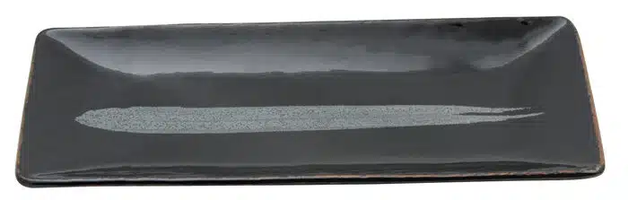 Schwarz / Silberner rechteckiger Teller - Silberpinsel - 29 x 13 cm – Bild 2