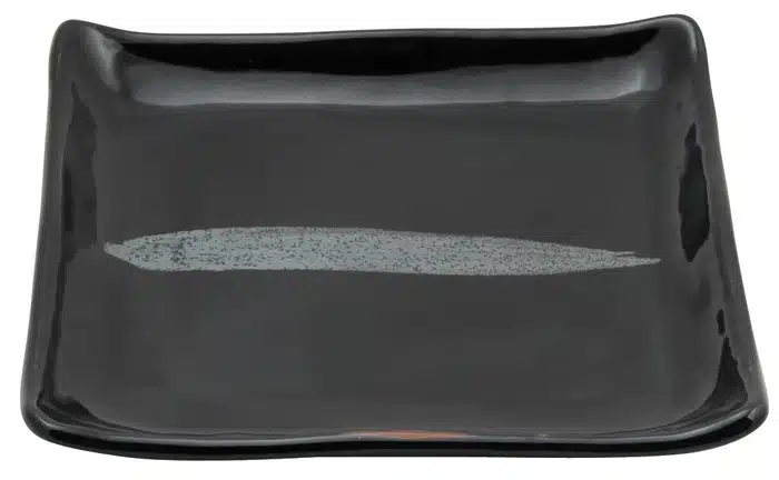 Schwarz / Silberner quadratischer Teller - Silberpinsel - 18 x 18 cm – Bild 2