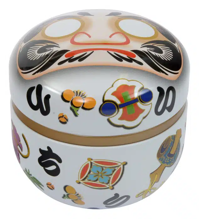 Weiße Edelstahl-Teedose Daruma - 8,25 cm 80g – Bild 2
