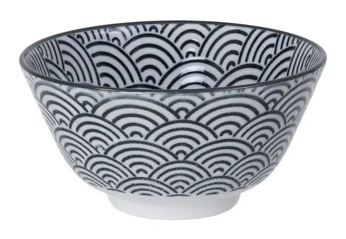 Schwarz / Weiße Schüssel mit Wellen - Nippon Schwarz - 12 x 6,4 cm 300 ml – Bild 2