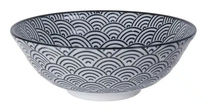Schwarz / Weiße Schüssel mit Wellen - Nippon Schwarz - 21 x 7,8 cm 1000 ml – Bild 2