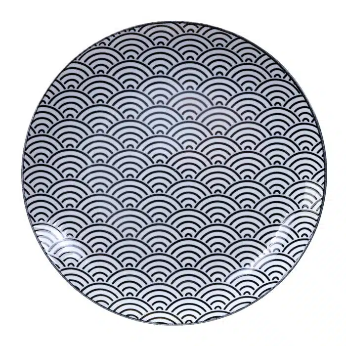 Schwarz / Weißer Teller Wellen - Nippon Schwarz - 25,7 x 3 cm – Bild 2