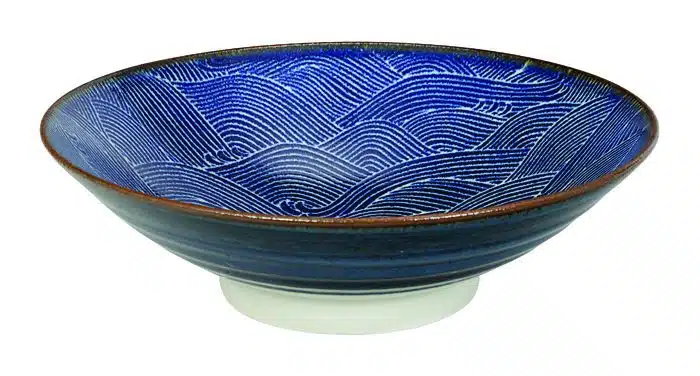 Dunkelblau / Weiße Schüssel - Seigaiha - 24,5 x 7,5 cm 1400 ml