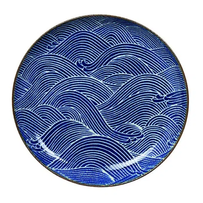 Dunkelblau / Weißer Teller - Seigaiha - 15,5 x 2,6 cm