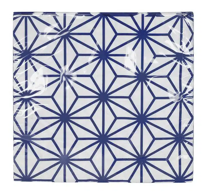 Blau / Weiße Servietten Stern / Wellen Figur - Nippon Blau - 20 Stück - 33 x 33cm