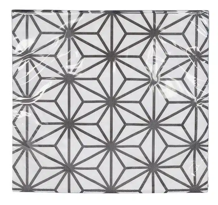 Schwarz / Weiße Servietten Wellenfigur - Nippon Schwarz - 20 Stück - 33 x 33cm